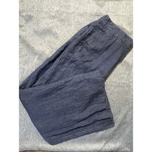 Lauren Ralph Lauren Andover Cuffed Linen Slacks Size 12 Navy  Blue Pinstripe (C1